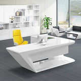 Modern L-Shaped Desk with Storage in MDF & Metal White Computer Desk Left Hand-Desks,Furniture,Office Furniture