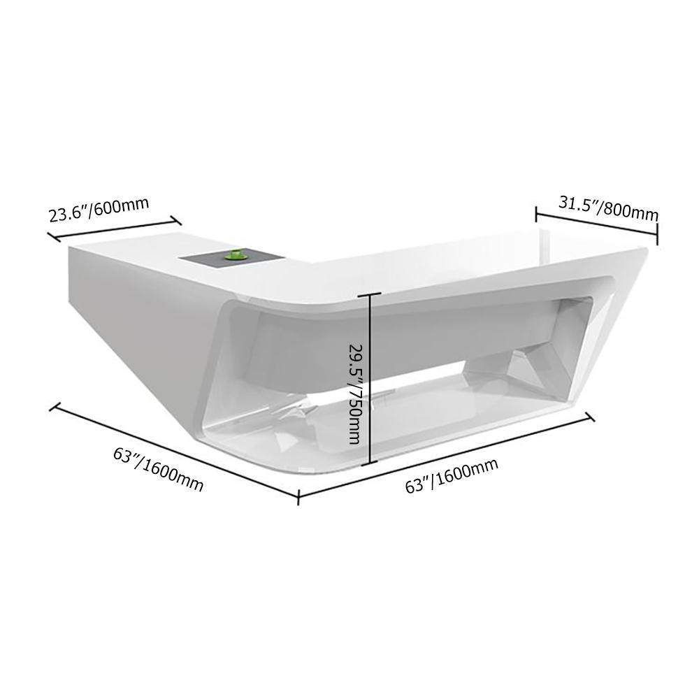 Modern L-Shaped Desk with Storage in MDF & Metal White Computer Desk Left Hand-Desks,Furniture,Office Furniture