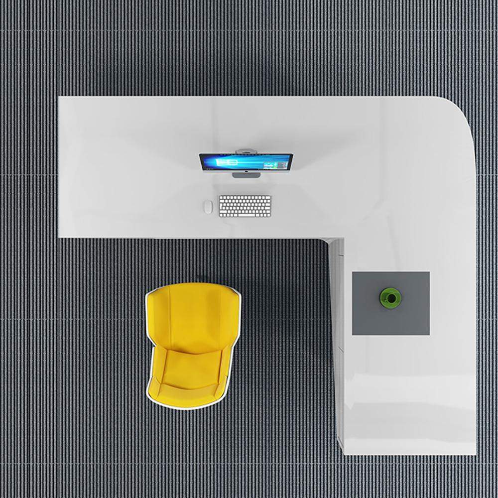Modern L-Shaped Desk with Storage in MDF & Metal White Computer Desk Left Hand-Desks,Furniture,Office Furniture