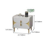 Luxury Gray Nightstand Stone Top Microfiber Leather Upholstery with LED Light