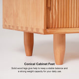 39.4" Rustic Storage Bench with Storage Sliding Doors Adjustable Shelf Natural Pine Wood
