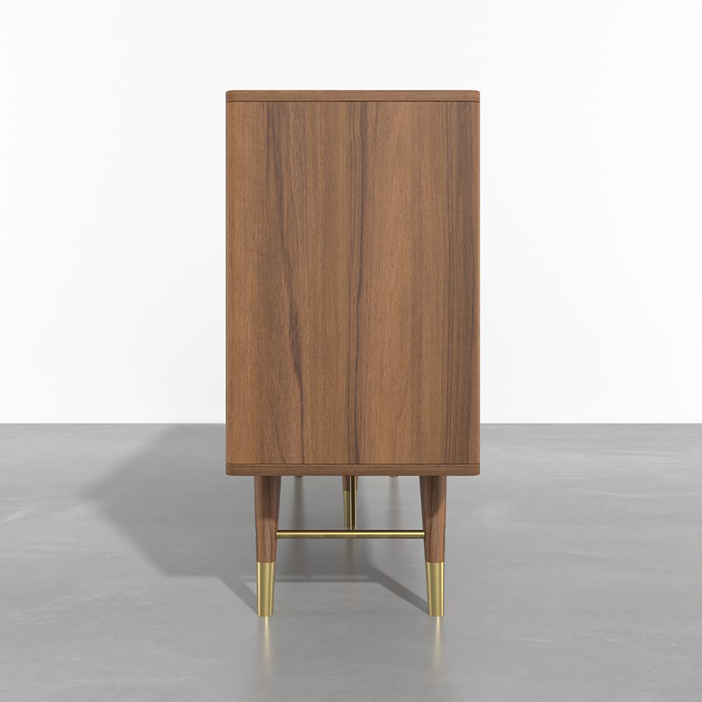 Capet Mid-Century 63" Walnut Sideboard Buffet 4-Door Kitchen Cabinet Adjustable Shelves