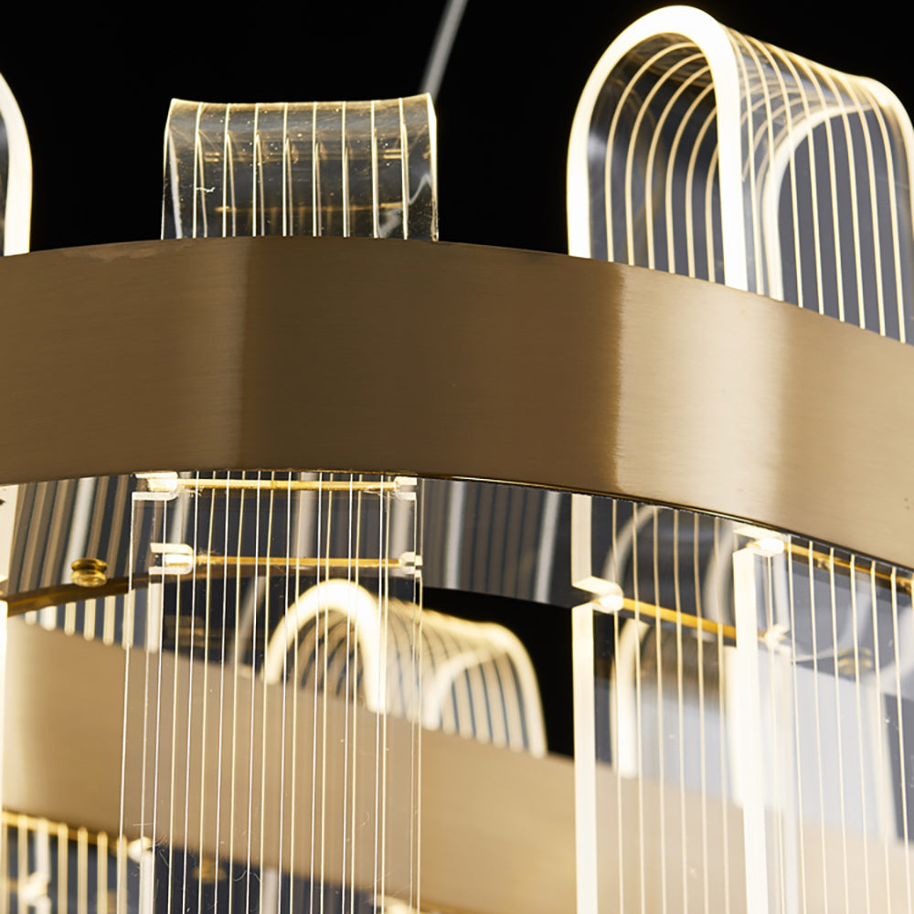 Modern Oval Glass LED Kitchen Island Light in Gold with Warm Light