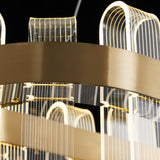 Modern Oval Glass LED Kitchen Island Light in Gold with Warm Light