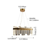 Modern Oval Glass LED Kitchen Island Light in Gold with Warm Light