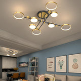 Modern Semi Flush Mount Lighting Gold Ceiling Light Fixture LED Ring