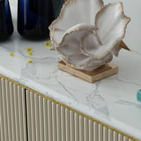 Modern Beige Faux Marble and MDF 2-Door Sideboard Cabinet with Metal Handles