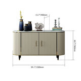 Modern Beige Faux Marble and MDF 2-Door Sideboard Cabinet with Metal Handles