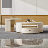 Modern Chic Round Nesting Coffee Table with Storage White Stone Coffee Table Set of 2-Richsoul-Coffee Tables,Furniture,Living Room Furniture