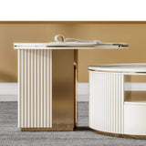 Modern Chic Round Nesting Coffee Table with Storage White Stone Coffee Table Set of 2-Richsoul-Coffee Tables,Furniture,Living Room Furniture