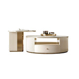 Modern Chic Round Nesting Coffee Table with Storage White Stone Coffee Table Set of 2-Richsoul-Coffee Tables,Furniture,Living Room Furniture