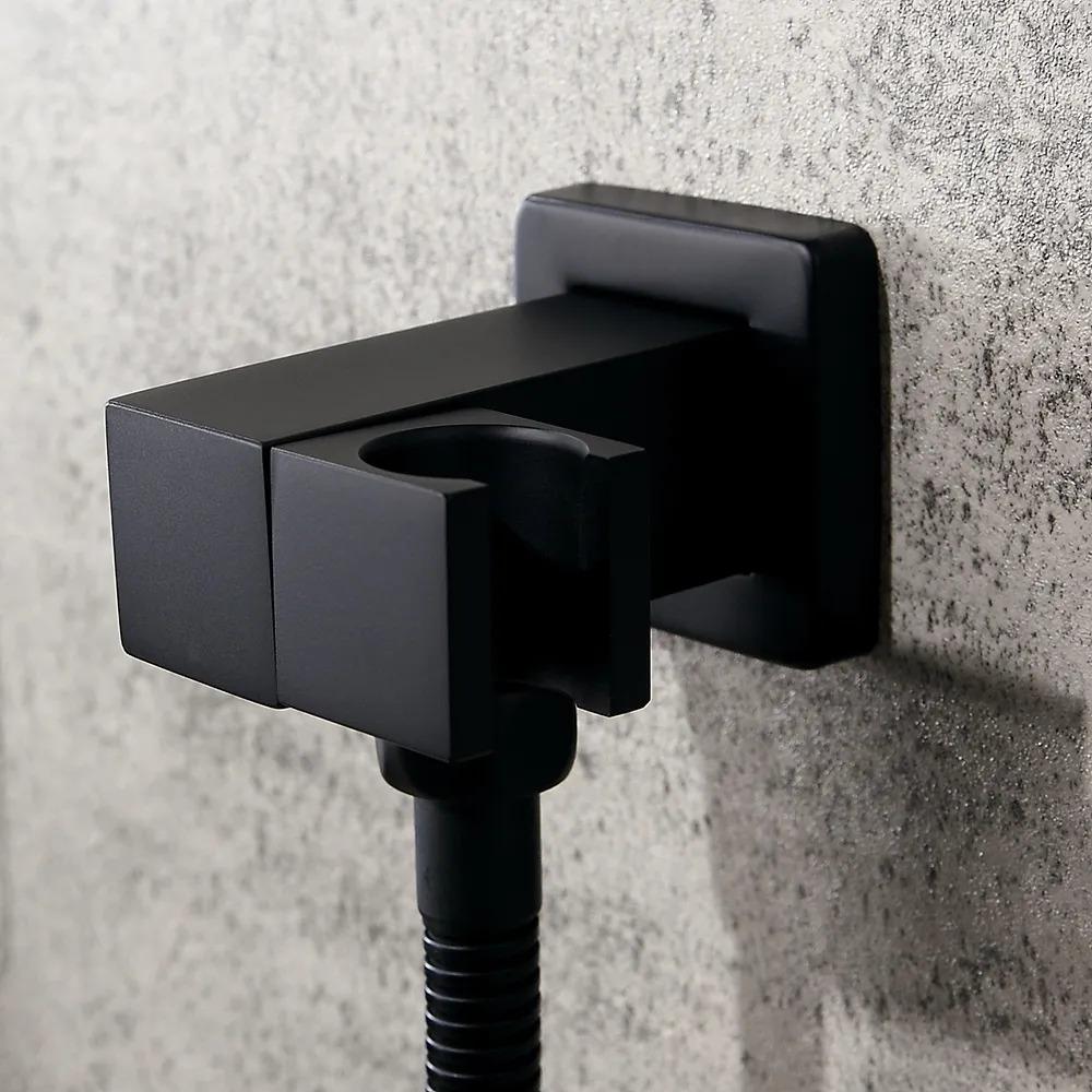 Wall Mounted Waterfall Rain Shower System with 3 Body Sprays in Matte Black