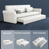 109" Power Reclining Sleeper Sofa Bed Convertible White Leath-Aire Tufted Upholstered