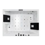 71" Modern Acrylic Corner Bathtub Whirlpool Air Massage 3 Sided Apron Tub in White Chromatherapy LED