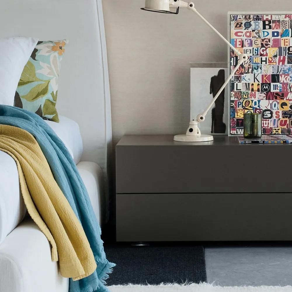 24" Modern Minimalist Black Bedroom Nightstand with 2 Drawers