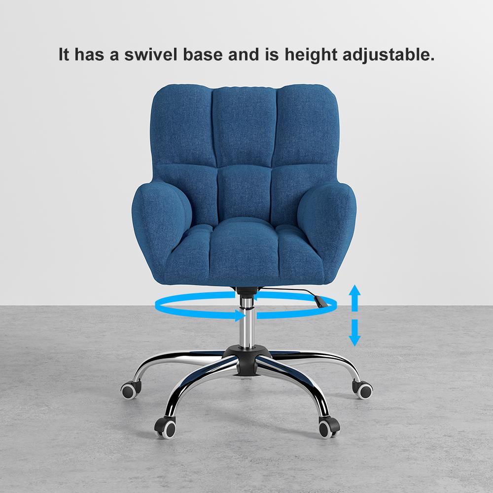 Modern Office Chair Upholstered Cotton & Linen Swivel Task Chair Height Adjustable