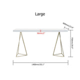 39" White Rectangular Wood-Top Writing Desk for Home Office with 2 Gold Pedestal