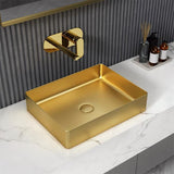 Contemporary Gold Rectangular Stainless Steel Vessel Sink Luxury Wash Sink