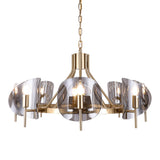 Modern Wagon Wheel 6-Light Chandelier Glass and Steel Frame