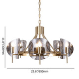 Modern Wagon Wheel 6-Light Chandelier Glass and Steel Frame