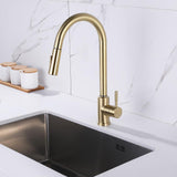 Matte Black Touch Kitchen Faucet Stainless Steel Pull Out Spray Single Handle