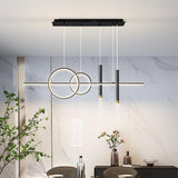 Geometric Dimmable Kitchen Island Light Metal Pendant Light in Black