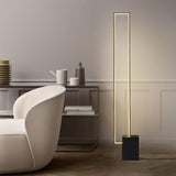 Lampadaire à LED en métal lampe debout rectangulaire avec base noire