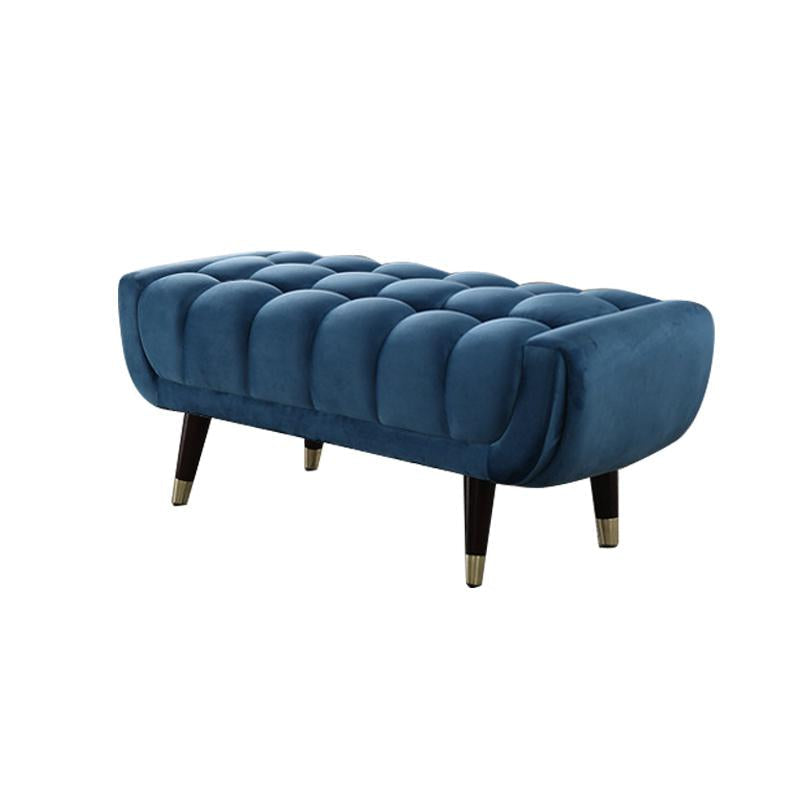 Modern Entryway Bench Gray Velvet Upholstered Ottoman Bench for End of Bed
