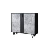 Modern Shoe Cabinet Gray & Black Shoe Organizer with Doors Shelves Drawer in Small