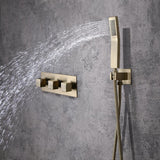 Wall-Mounted 10" Shower System in Brushed Gold with Tub Spout Solid Brass