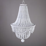 Kesarre Retro Wood Beaded Chandelier Empire Ceiling Light in Gray & Blue