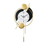 Modern Distinctive Metal Wall Clock with Gold Pendulum