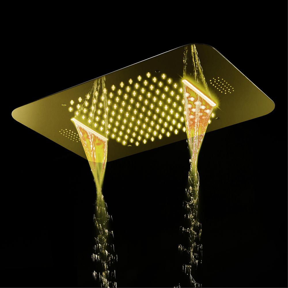 Wall-Mounted 23" Thermostatic Shower System in Gold 4 Functions