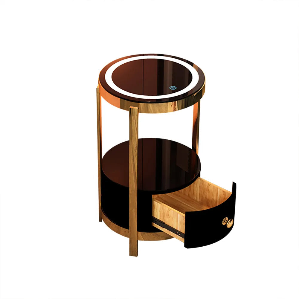 End Table LED Floor Lamp with Wireless Charging Station and USB Port Drawer Included