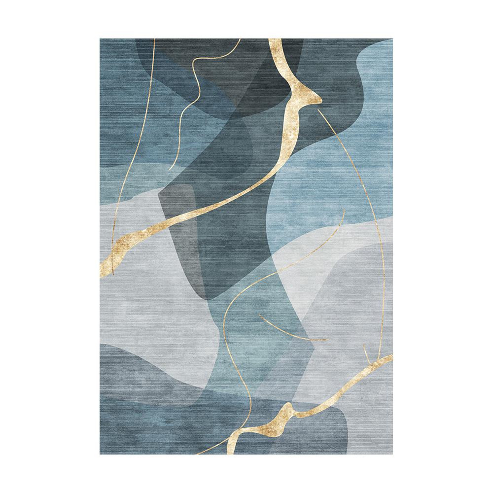5' x 8' Light Luxury Modern Style Retangular Blue & Gold Florid Area Rug