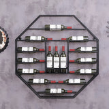 Industrial Black Octagonal Wall Mounted Wine Rack Wine Shelf in Steel