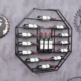 Industrial Black Octagonal Wall Mounted Wine Rack Wine Shelf in Steel