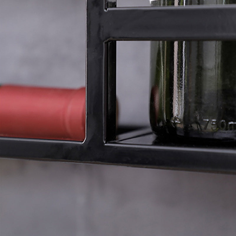 Industrial Black Octagonal Wall Mounted Wine Rack Wine Shelf in Steel