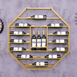 Industrial Black Octagonal Wall Mounted Wine Rack Wine Shelf in Steel