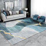 5' x 8' Light Luxury Modern Style Retangular Blue & Gold Florid Area Rug