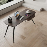 55" Modern Walnut Office Desk Rectangular Writing Desk with 1 Drawer