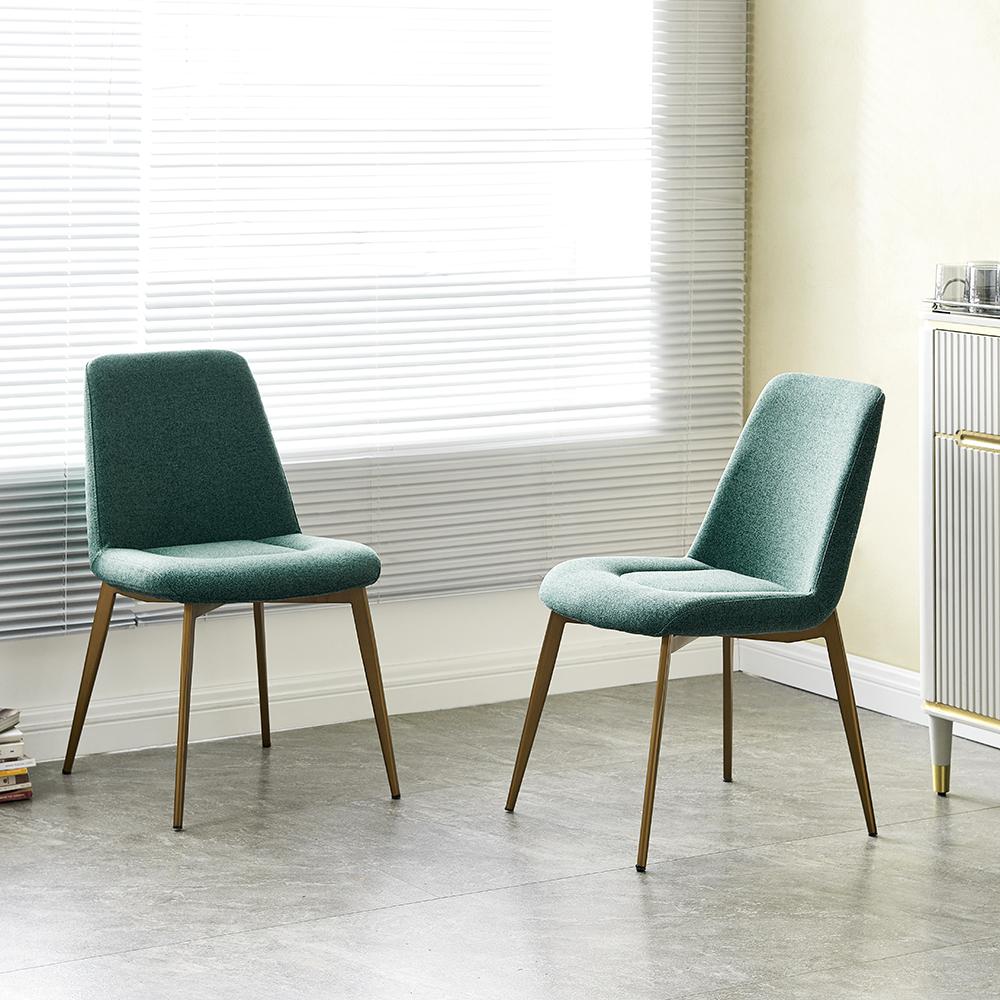 Mid-Century Modern Green Dining Chair Armless Upholstered Side Chair Set of 2