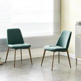 Mid-Century Modern Green Dining Chair Armless Upholstered Side Chair Set of 2
