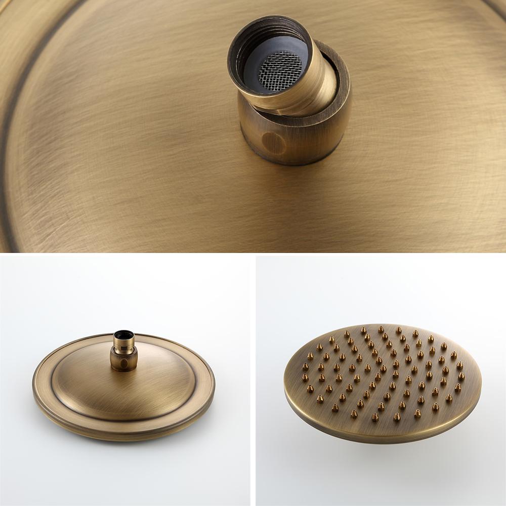 Brewst Round Rain Showerhead Only Wall Mount Shower System in Antique Brass Solid Brass