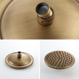 Brewst Round Rain Showerhead Only Wall Mount Shower System in Antique Brass Solid Brass