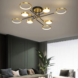 Modern Semi Flush Mount Lighting Gold Ceiling Light Fixture LED Ring