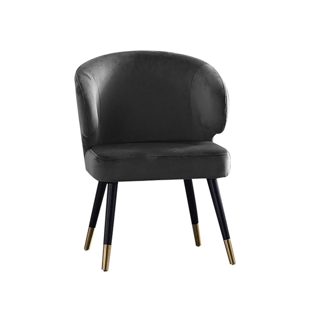 Upholstered Dining Chairs Mid-Century Green Velvet Dining Chairs with Arm (Set of 2)