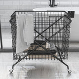 Collapsible Black Laundry Basket 22 x 23 Metal Laundry Hamper on Wheels