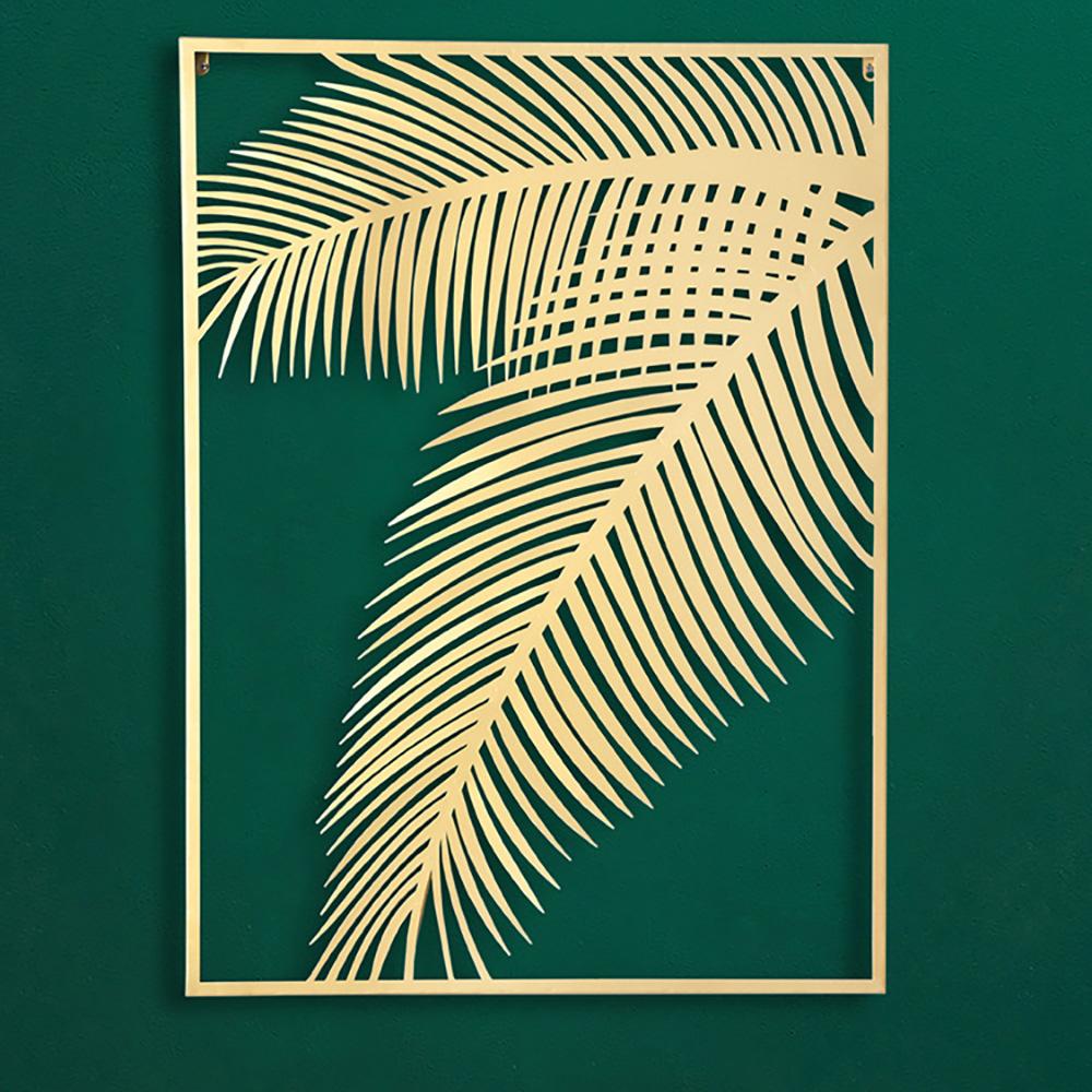 2 Pieces Metal Palm Leaf Gold Wall Decor Home Art Set