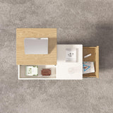 White & Natural Wooden Rectangular Multifunctional Coffee Table with Drawer Lift-Top Storage Table
